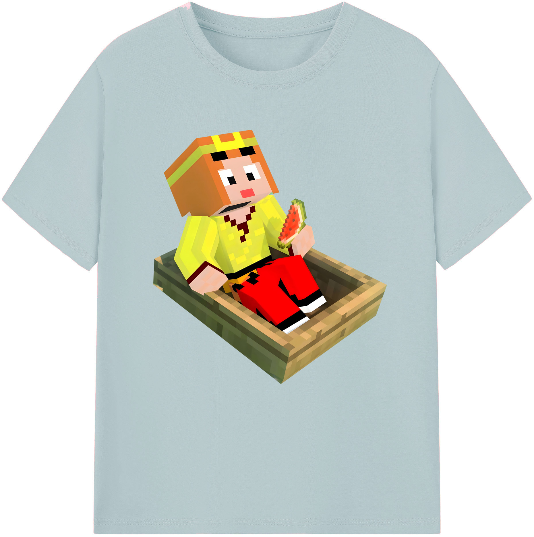 （画像用） マインクラフト ブロックの世界 Minecraft MC Block world 綿100％半袖Tシャツ（フロントプリント）